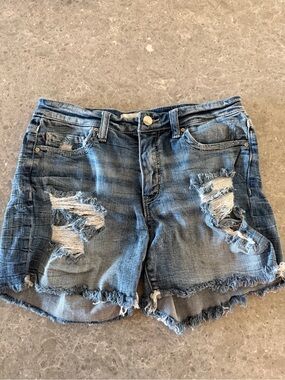 BKE Gabby Shorts Distressed Mid-rise Size 28 Blue Denim